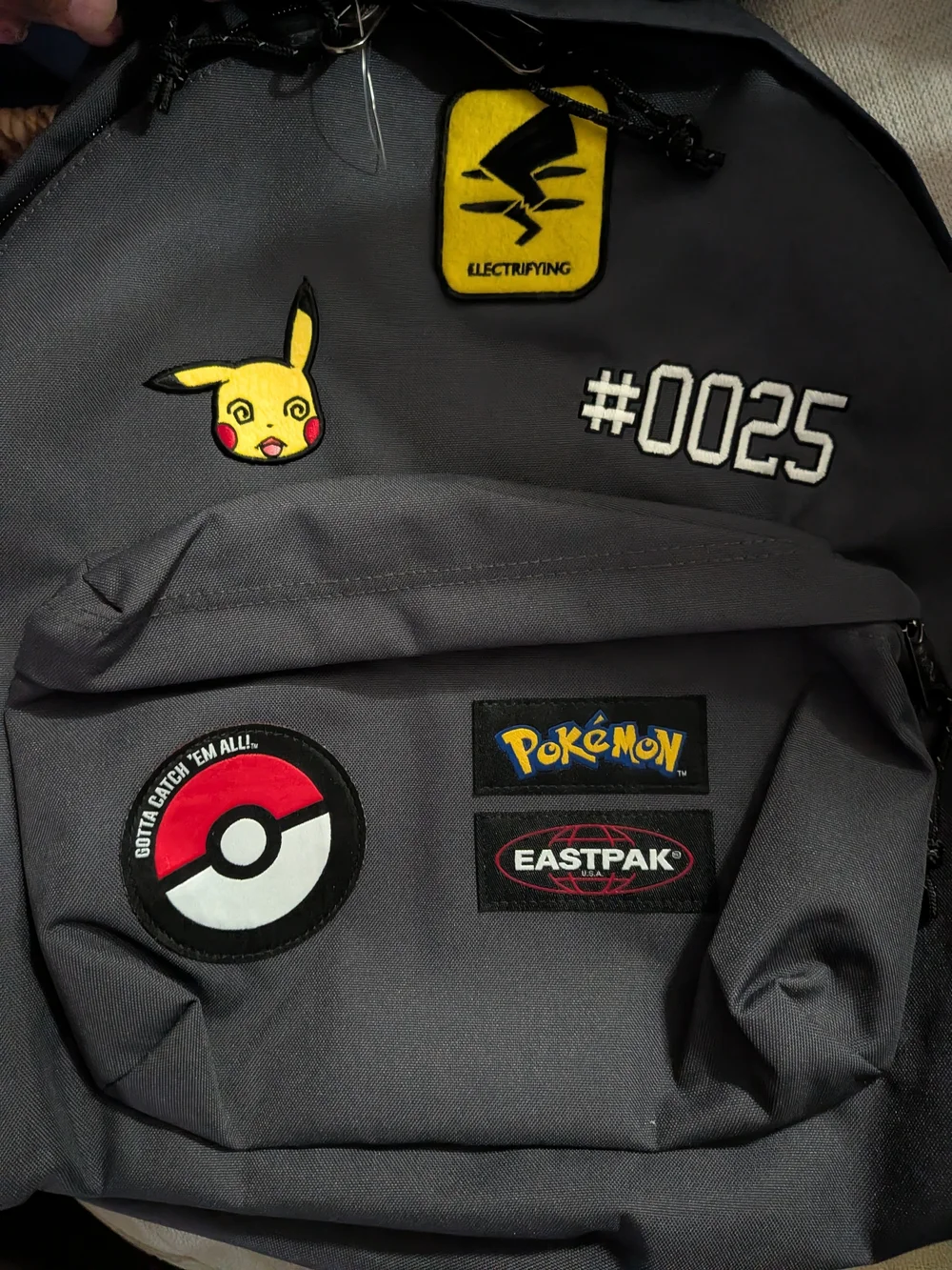 Eastpak x Pokémon Gray Backpack with Pikachu Patch Brand New